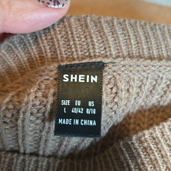 SHEIN Striped Sweater Tan Black Cream Large - Picture 5 of 6